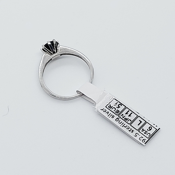 SAPPHIRE BLUE RING WITH CZ SIMULATED DIAMONDS, 925SS - Picture 4 of 6